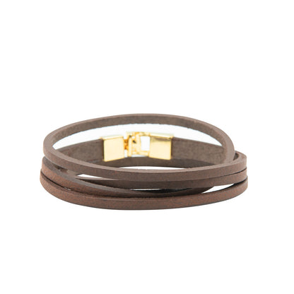 Double Wrap Slit Bracelet - Golden Hook Clasp