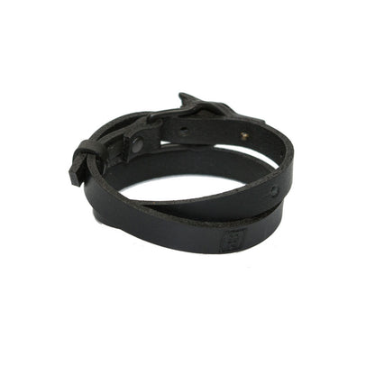 Wolf Leather Bracelet - Black Matte