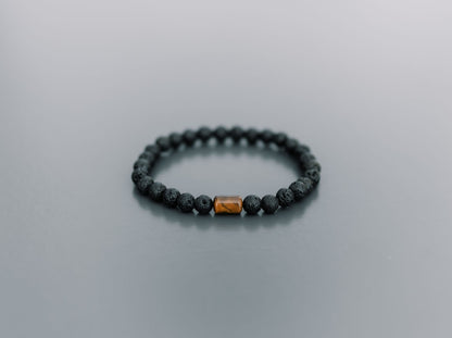 Lava Bracelet with 6mm Tiger Eye for Men